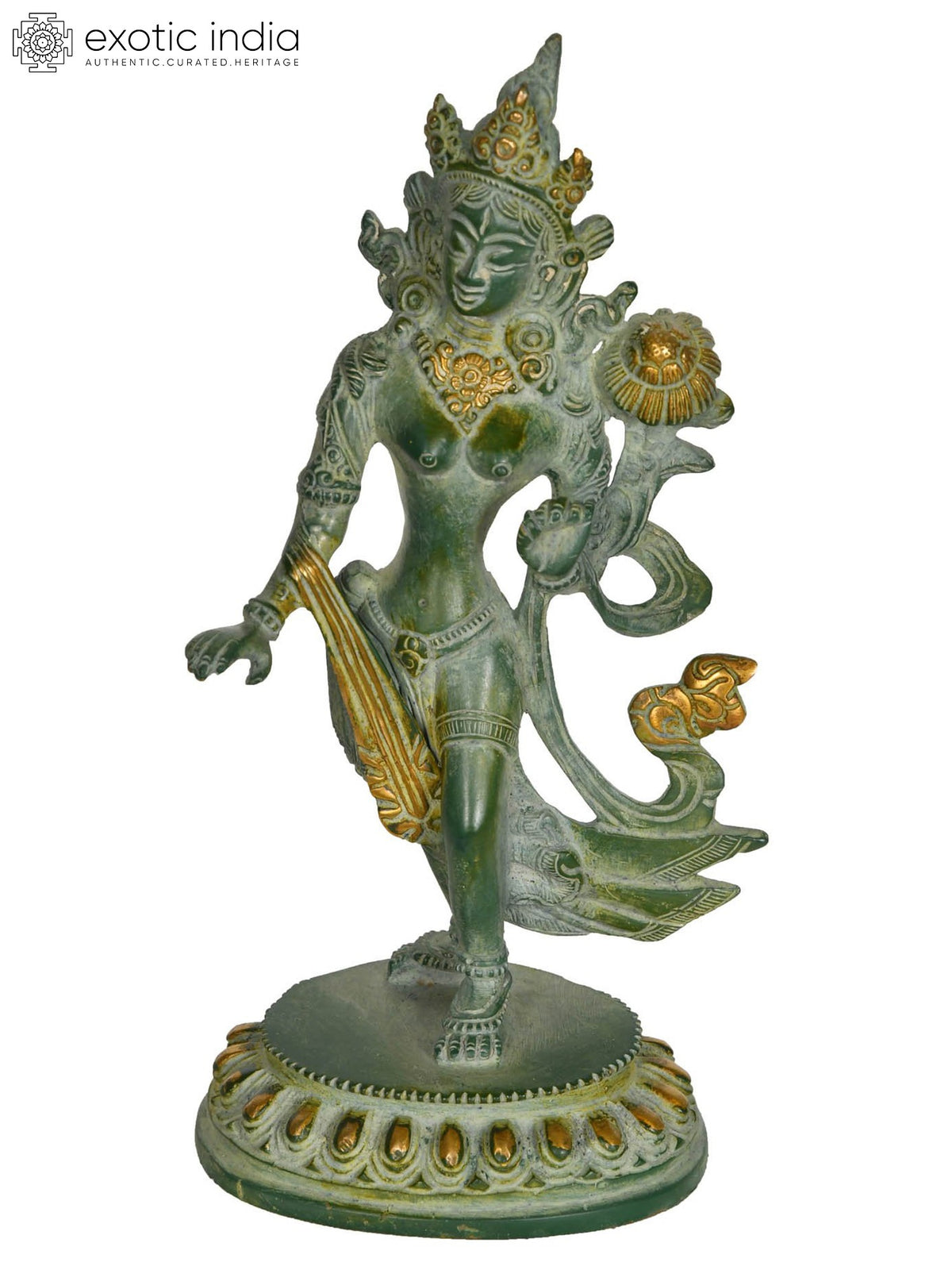 8" Standing Tara Tibetan Buddhist Brass Statue Handmade