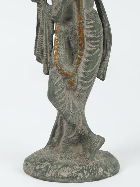 9" Lord Krishna Playing Flute | Handmade Brass Statue | Made in India