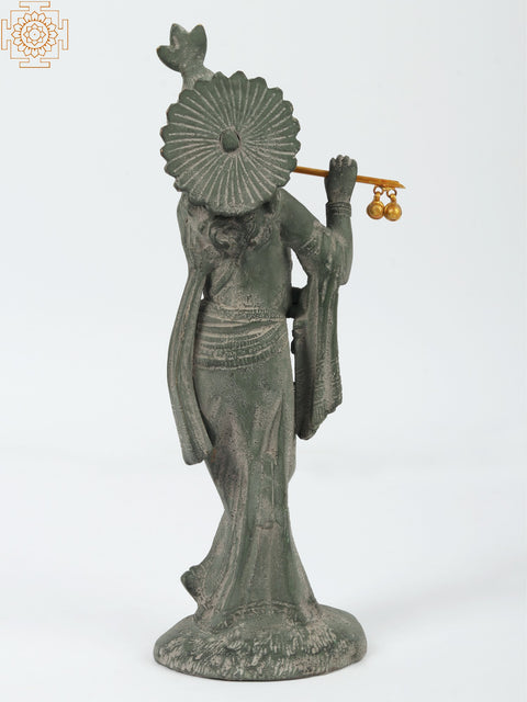 9" Lord Krishna Playing Flute | Handmade Brass Statue | Made in India