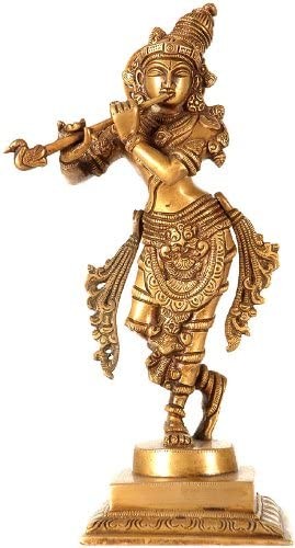 8" Lord Krishna Handmade Brass Idol for Pooja