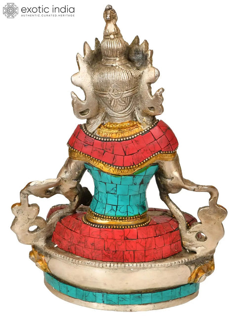 8" Adi-Buddha Vajrasattva Brass Inlay Statue | Handmade Buddhist Deity Idol