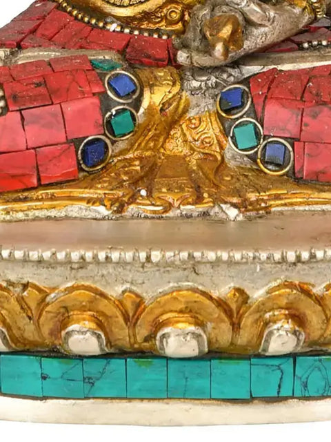 8" Adi-Buddha Vajrasattva Brass Inlay Statue | Handmade Buddhist Deity Idol