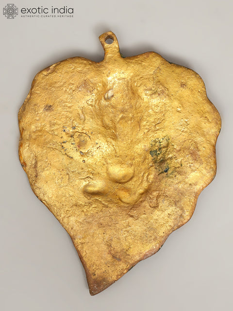 8" Baby Ganesha on Pipal Leaf (Wall Hanging) In Brass | Handmade | Made In India