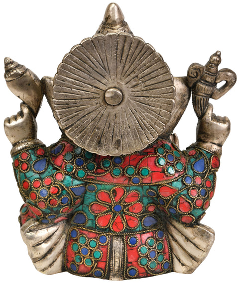6" Four-Armed Lord Ganesha Brass Statue | Handmade | Made in India