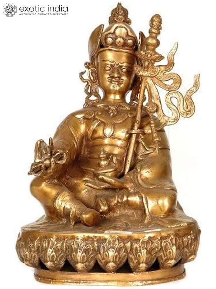 17" Padmasambhava Brass Statue - Tibetan Buddhist Deity Handmade