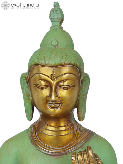 14" Standing Thai Buddha In Brass | Handmade | Made In India