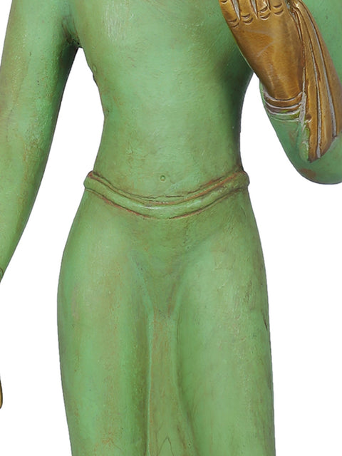 14" Standing Thai Buddha In Brass | Handmade | Made In India