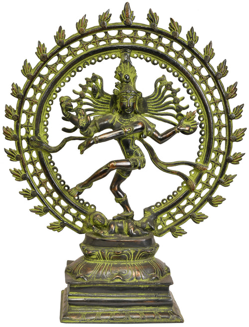 18" Brass Nataraja Sculpture - Handmade Dancing Shiva Idol