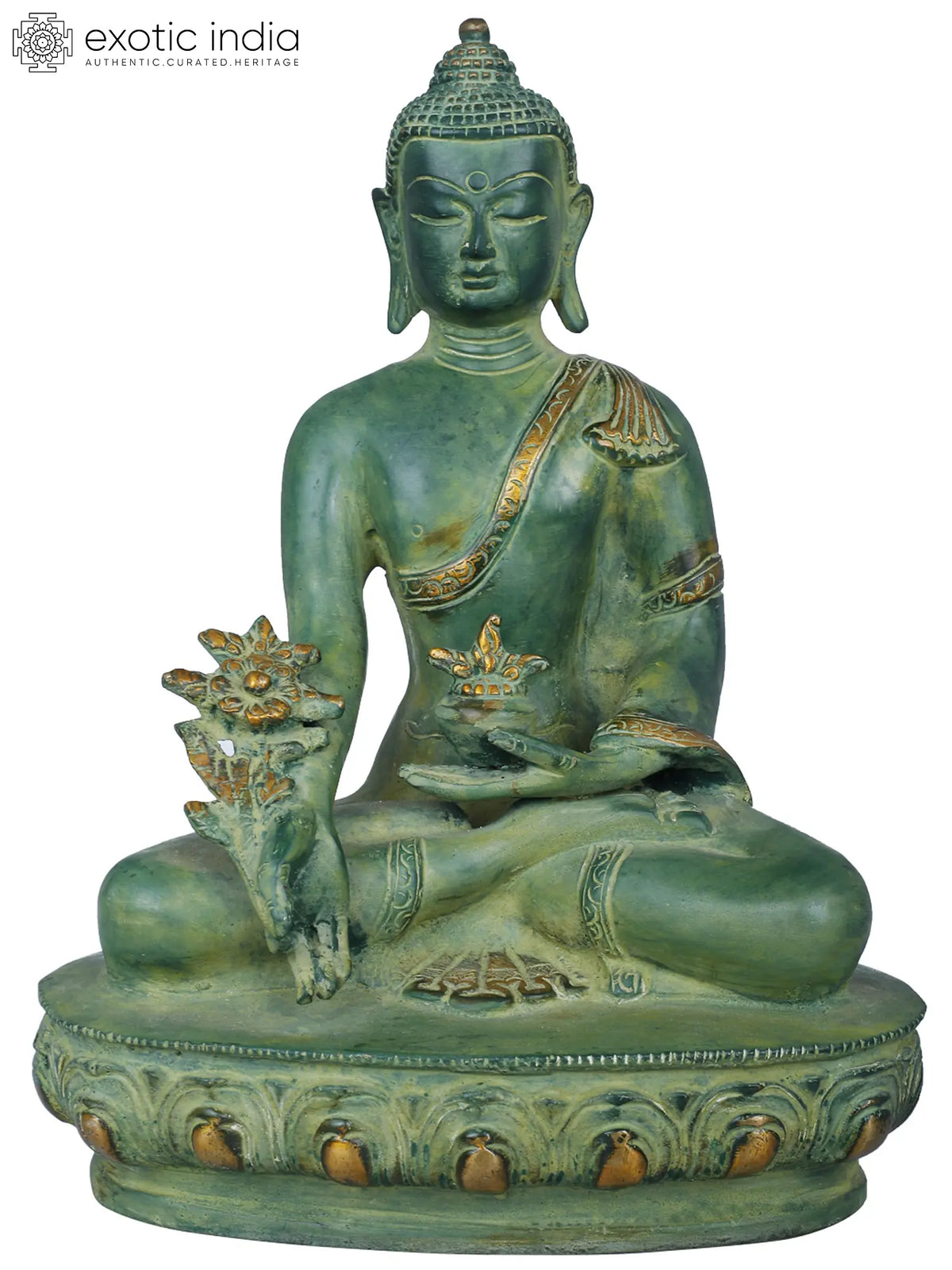 9" Handcrafted Medicine Buddha Brass Statue | Lord Bhaishajyaguru Figurine