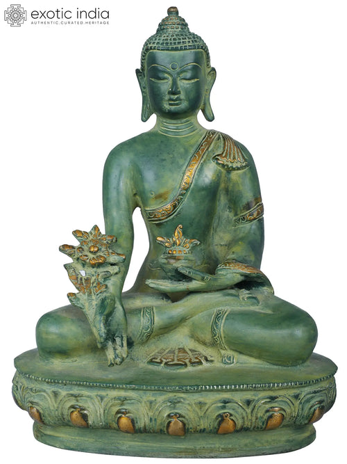 9" Handcrafted Medicine Buddha Brass Statue for Home Pooja