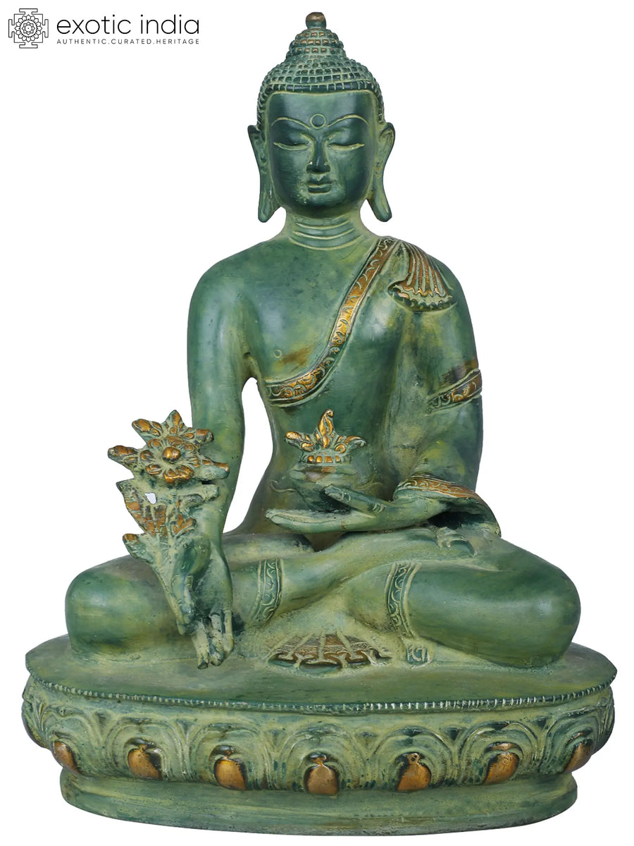 9" Handcrafted Medicine Buddha Brass Statue for Home Pooja