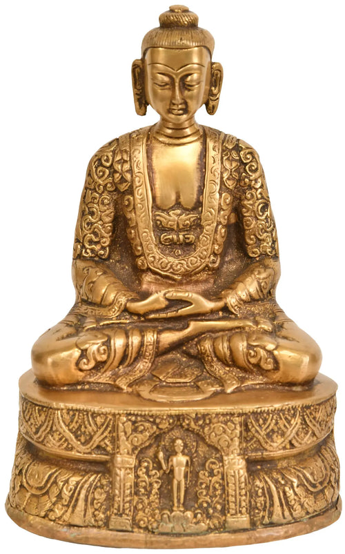 7" Brass Lord Buddha Statue in Dhyana Mudra Handmade