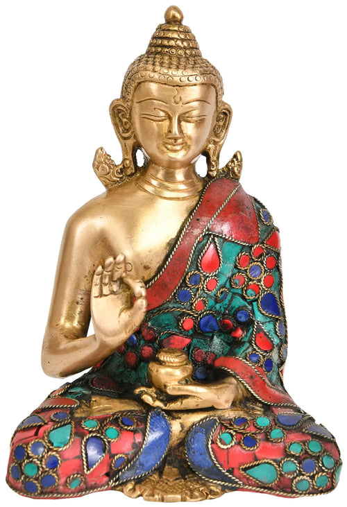 Tibetan Buddhist Buddha Preaching Gesture Brass Idol