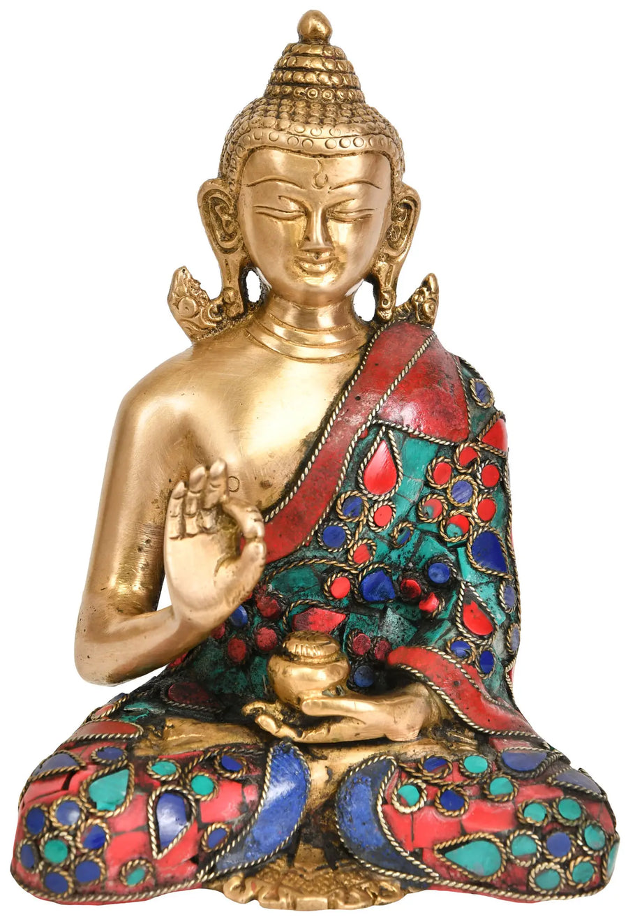 Tibetan Buddhist Buddha Preaching Gesture Brass Idol