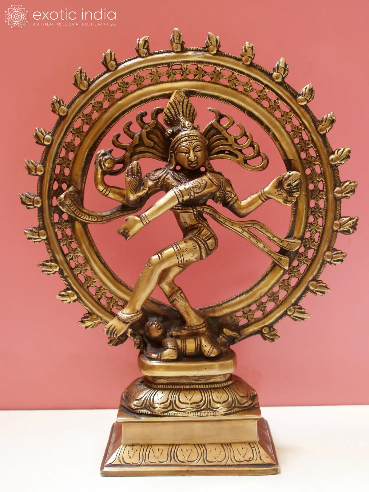 13" Nataraja Handcrafted Brass Statue for Pooja and Home Decor