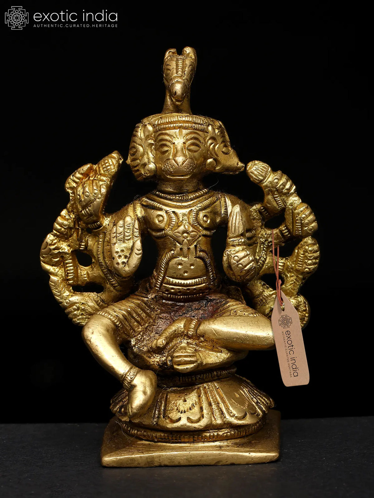 3" Five Headed Hanuman (Small Statue) In Brass | Handmade | Made In India