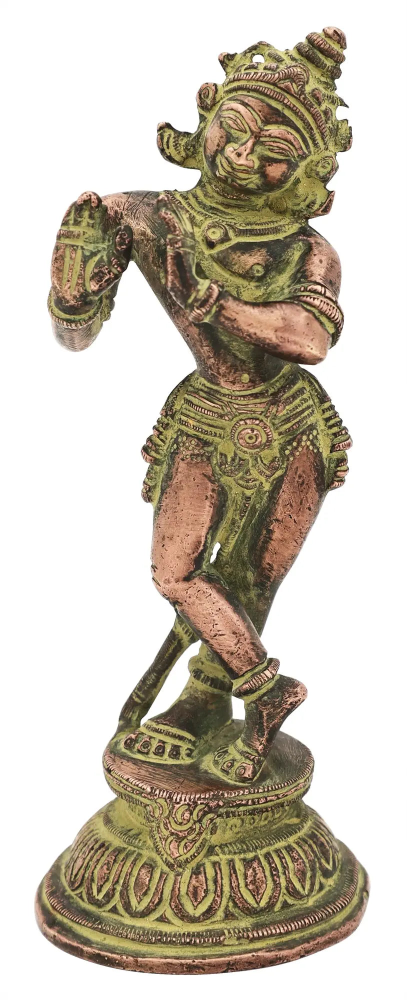 5" Lord Krishna Brass Sculpture Handmade