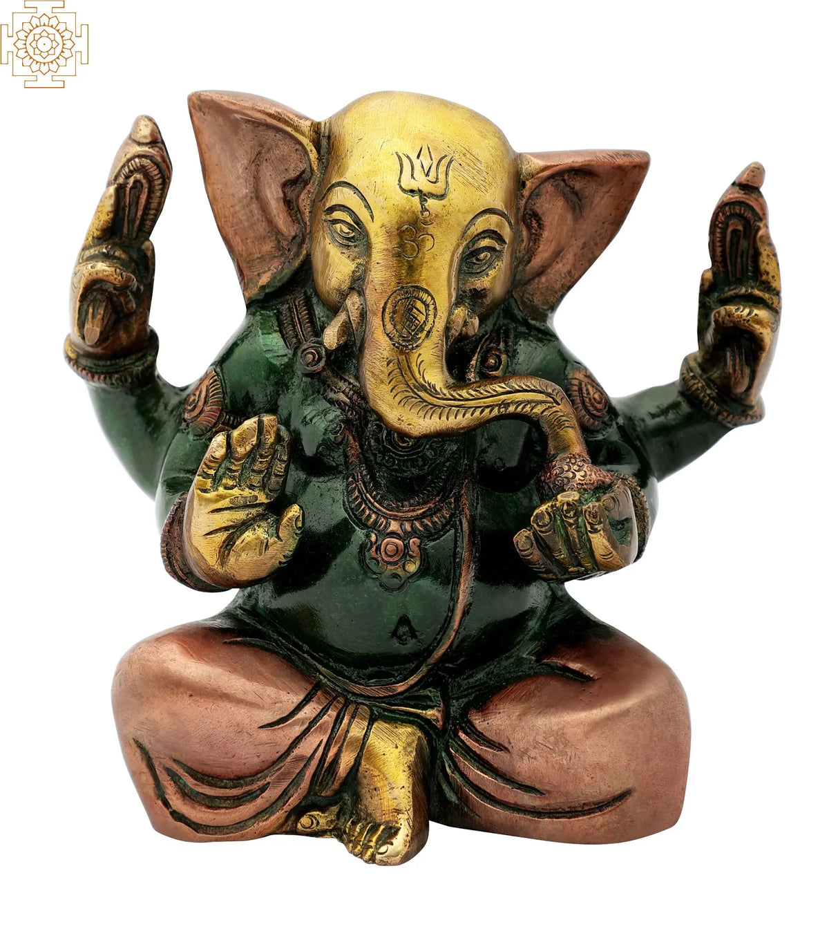 5" Lord Ganesha Sculpture in Brass | Handmade | Made in India