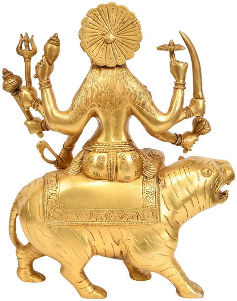 12" Eight Armed Goddess Durga In Brass | Handmade | Made In India