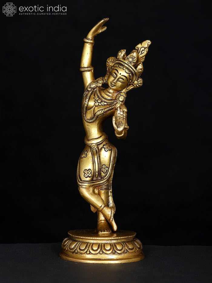 8" Brass Mayadevi Statue - Buddhist Goddess Handmade Idol