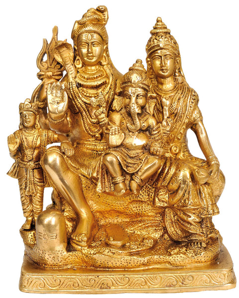 8" Shiva Family in Brass | Handmade | Made in India