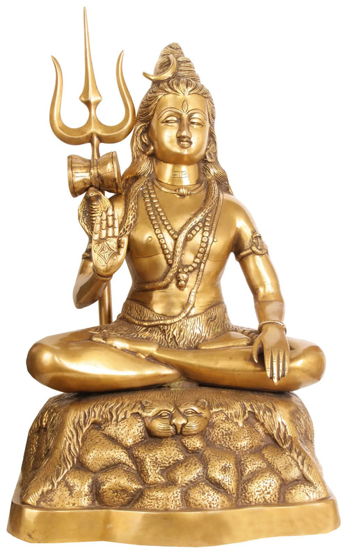 21" Shiva Blessing Handmade Brass Statue
