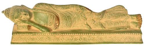 10" Brass Mahaparinirvana Buddha Statue with Floral Robes