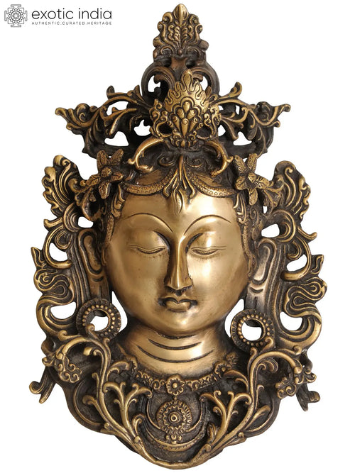 11" Brass Goddess Tara Buddhist Wall Hanging Mask Handmade