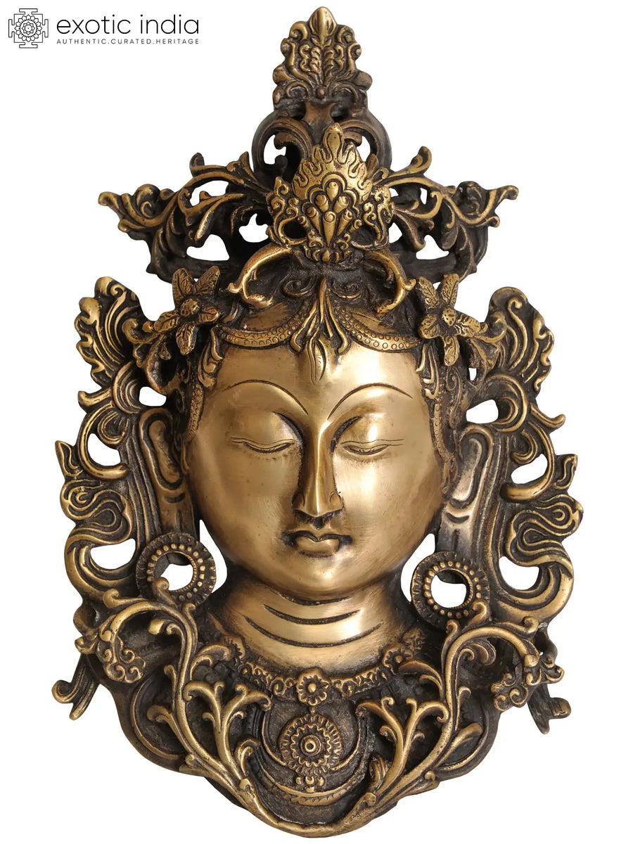 11" Brass Goddess Tara Buddhist Wall Hanging Mask Handmade