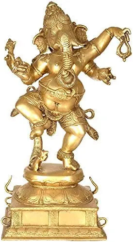 23" Dancing Ganesha Handmade Brass Sculpture for Home Decor