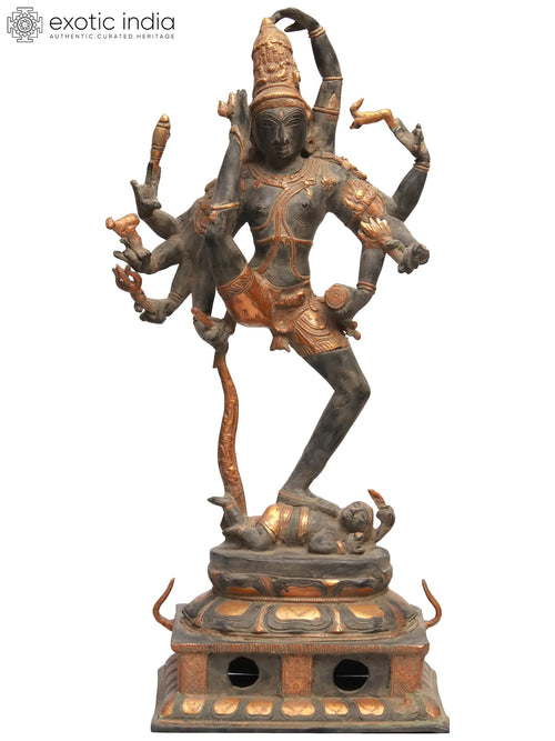 26" Tripurantaka Shiva Handmade Brass Sculpture Home Temple Idol