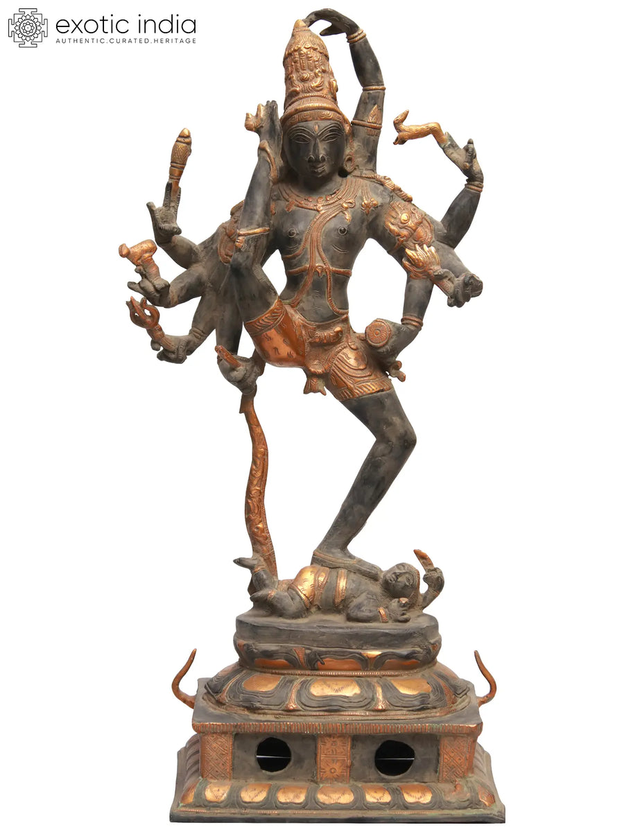 26" Tripurantaka Shiva Handmade Brass Sculpture Home Temple Idol