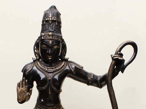 42" Large Size Shri Krishna Vanquishes Kaliya | Handcrafted Brass Statue