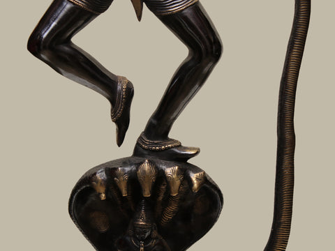 42" Large Size Shri Krishna Vanquishes Kaliya | Handcrafted Brass Statue