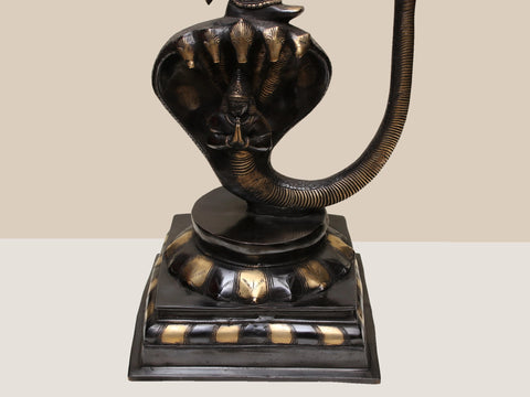42" Large Size Shri Krishna Vanquishes Kaliya | Handcrafted Brass Statue