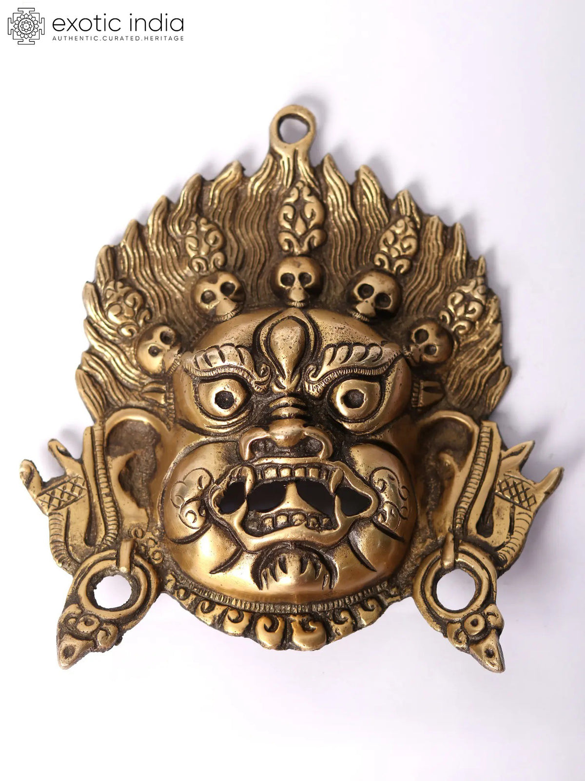 6" Mahakala Tibetan Buddhist Brass Wall Hanging Mask