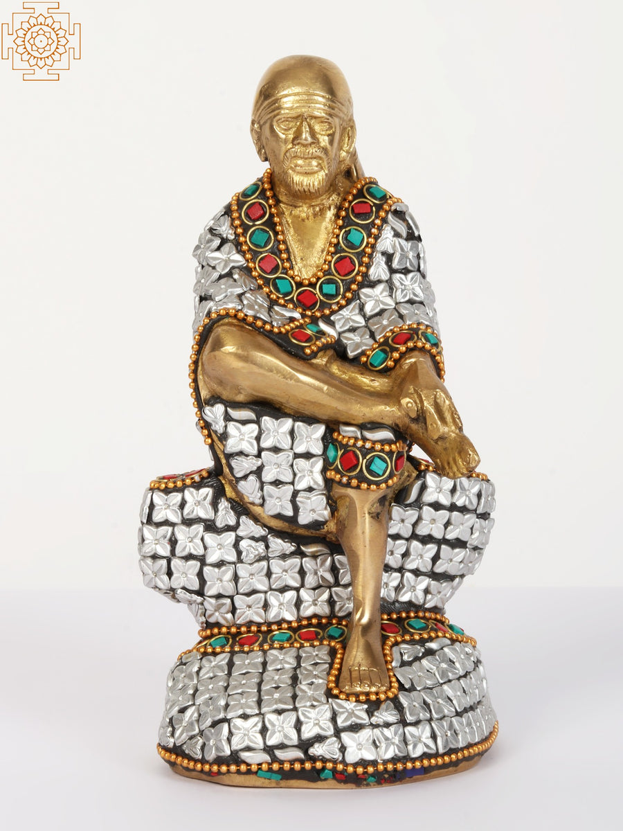 7" Shirdi Sai Baba Handmade Brass Idol for Pooja