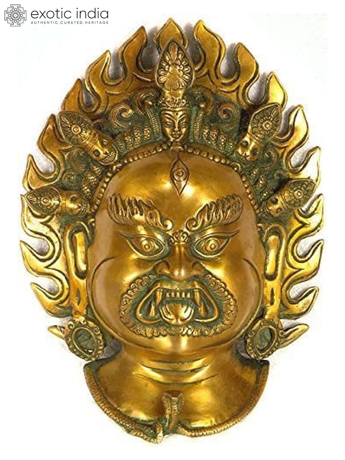 18" Mahakala Brass Wall Hanging Mask Handmade
