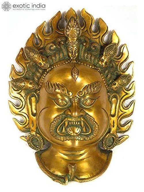 18" Mahakala Brass Wall Hanging Mask Handmade