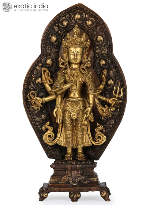 20" Amoghapasa Avalokiteshvara Brass Statue for Pooja