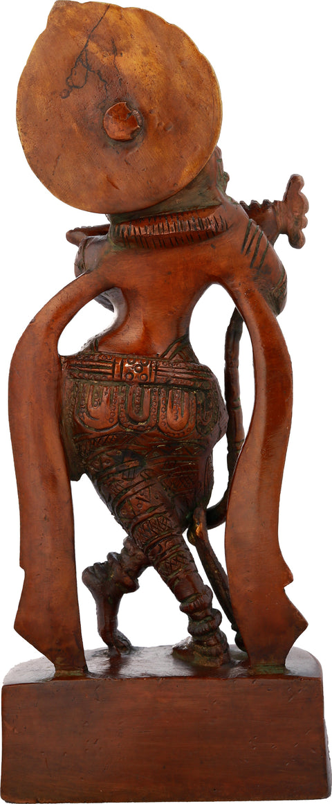 8" Lord Krishna Playing on Flute In Brass | Handmade | Made In India