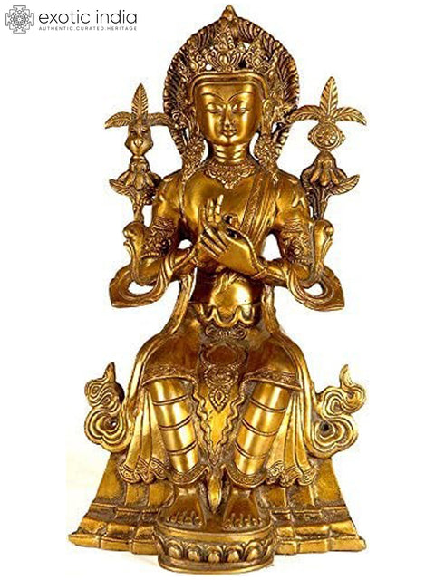 14" (Tibetan Buddhist Deity) Maitreya Buddha - The Future Savior of Civilization | Handmade Brass Statues
