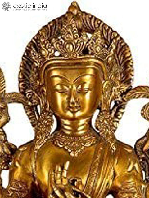 14" (Tibetan Buddhist Deity) Maitreya Buddha - The Future Savior of Civilization In Brass | Handmade | Made In India