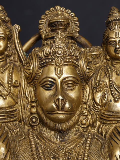 12" Hanumanji Carrying Shri Rama and Lakshman on His Shoulders (An Episode from The Ramayana) In Brass | Handmade | Made In India