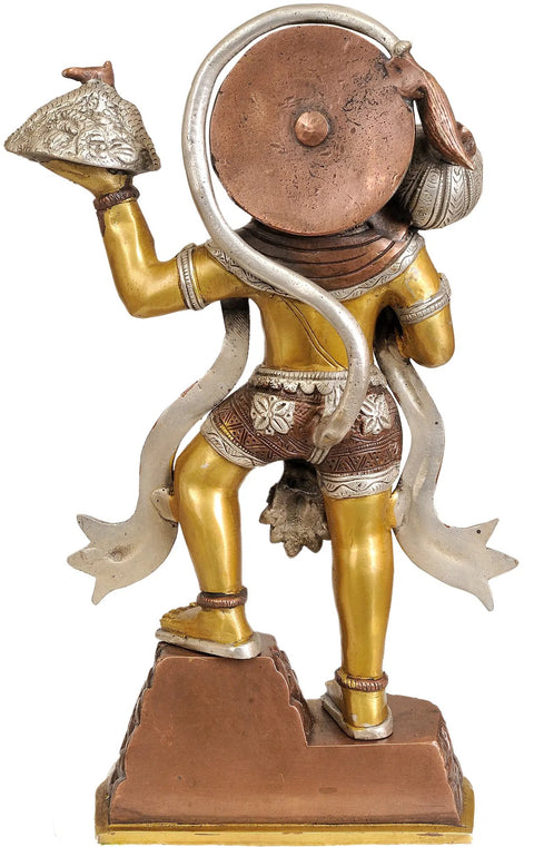 Lord Hanuman Carrying Mountain of Sanjeevani Herbs In Brass | Handmade | Made In India