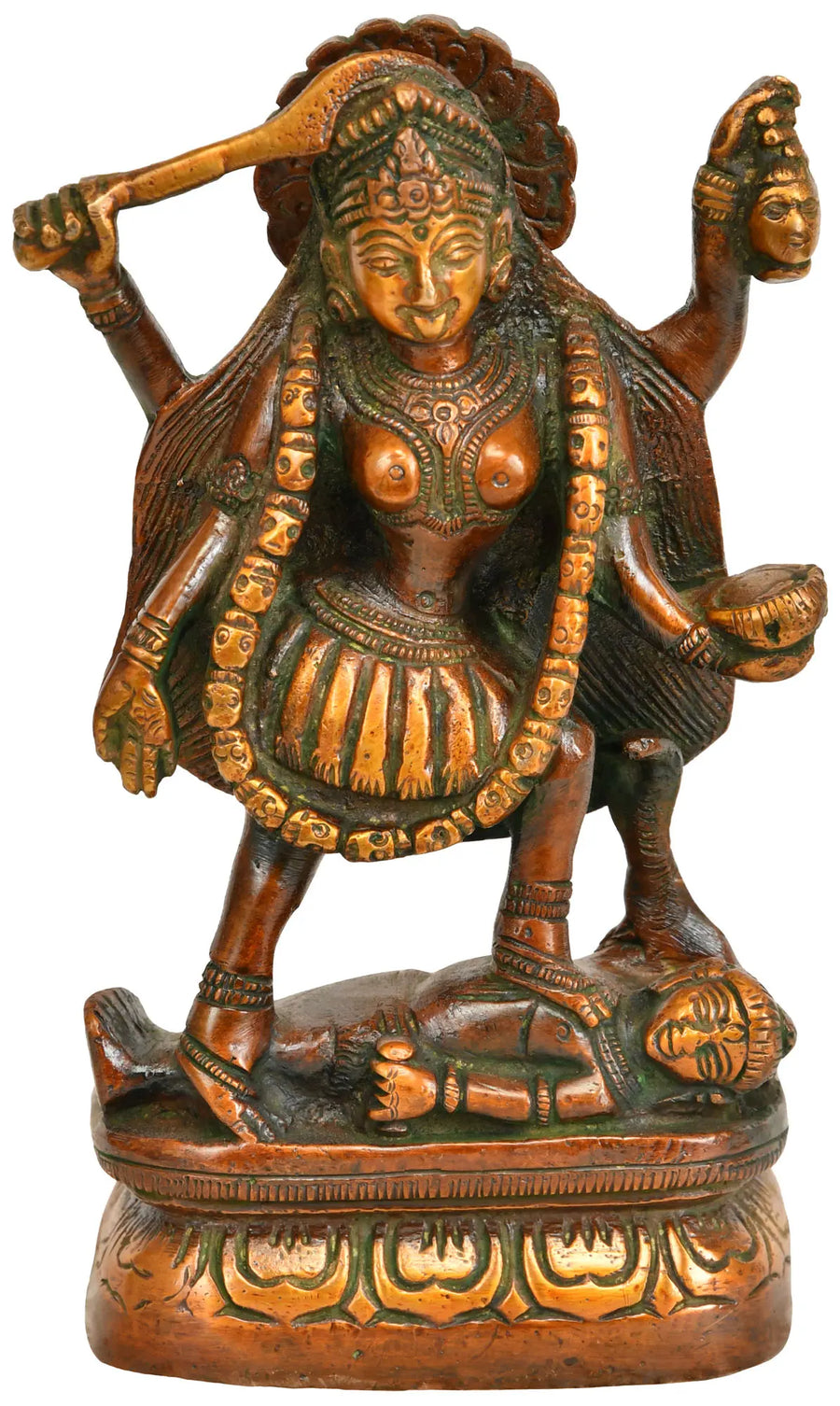 6" Brass Goddess Kali Handmade Statue for Home Pooja