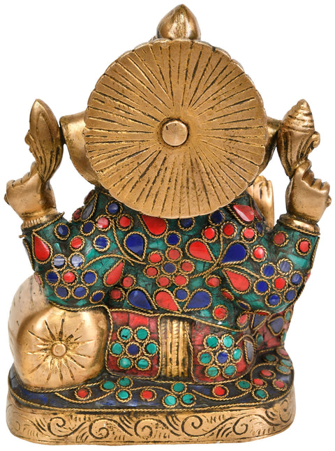 6" Lord Ganesha with Pillow In Brass | Handmade | Made In India