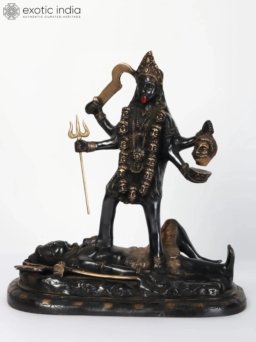 12" Goddess Kali Handmade Brass Statue for Pooja