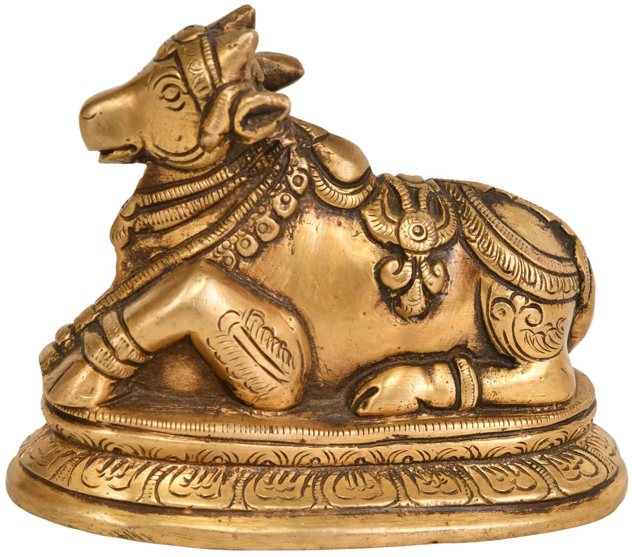 4" Nandi Brass Statue Handmade - Vehicle of Lord Shiva