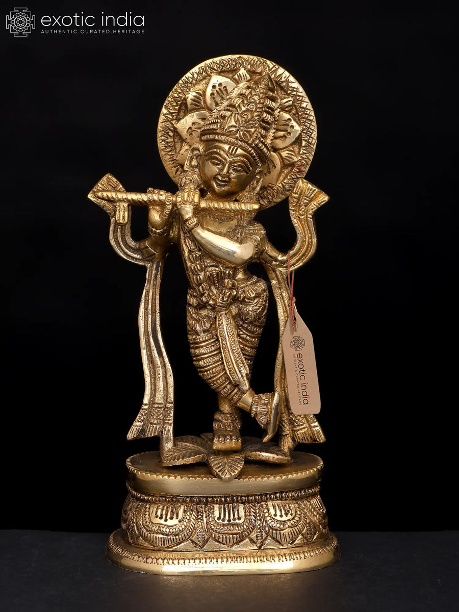 6" Murali Manohar Krishna Brass Statue Handmade